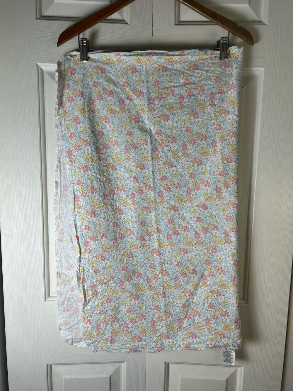Carter's Pink Blue Floral Baby Receiving Blanket Flannel Cotton Yellow White